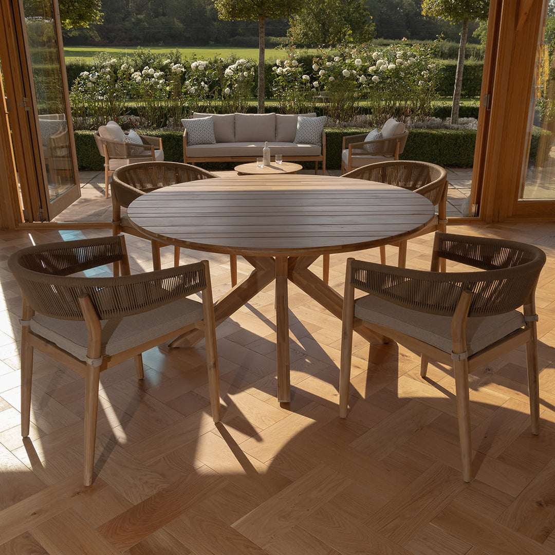 Maze -  Porto Rope Weave 4 Seat Round Dining Set