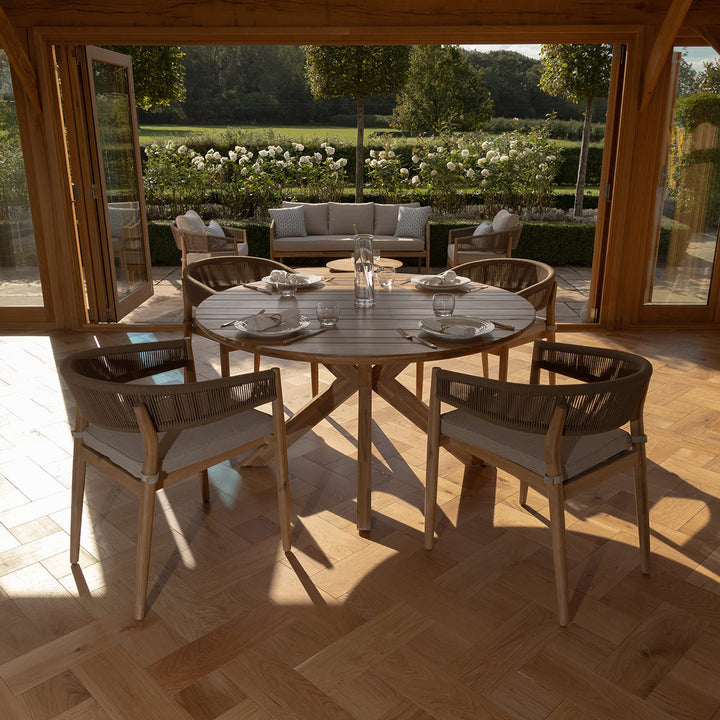 Maze -  Porto Rope Weave 4 Seat Round Dining Set