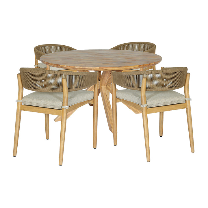 Maze -  Porto Rope Weave 4 Seat Round Dining Set