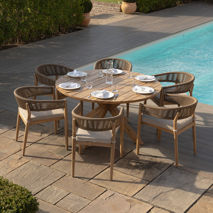 Maze -  Porto Rope Weave 6 Seat Round Dining Set