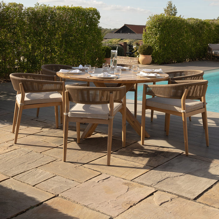 Maze -  Porto Rope Weave 6 Seat Round Dining Set