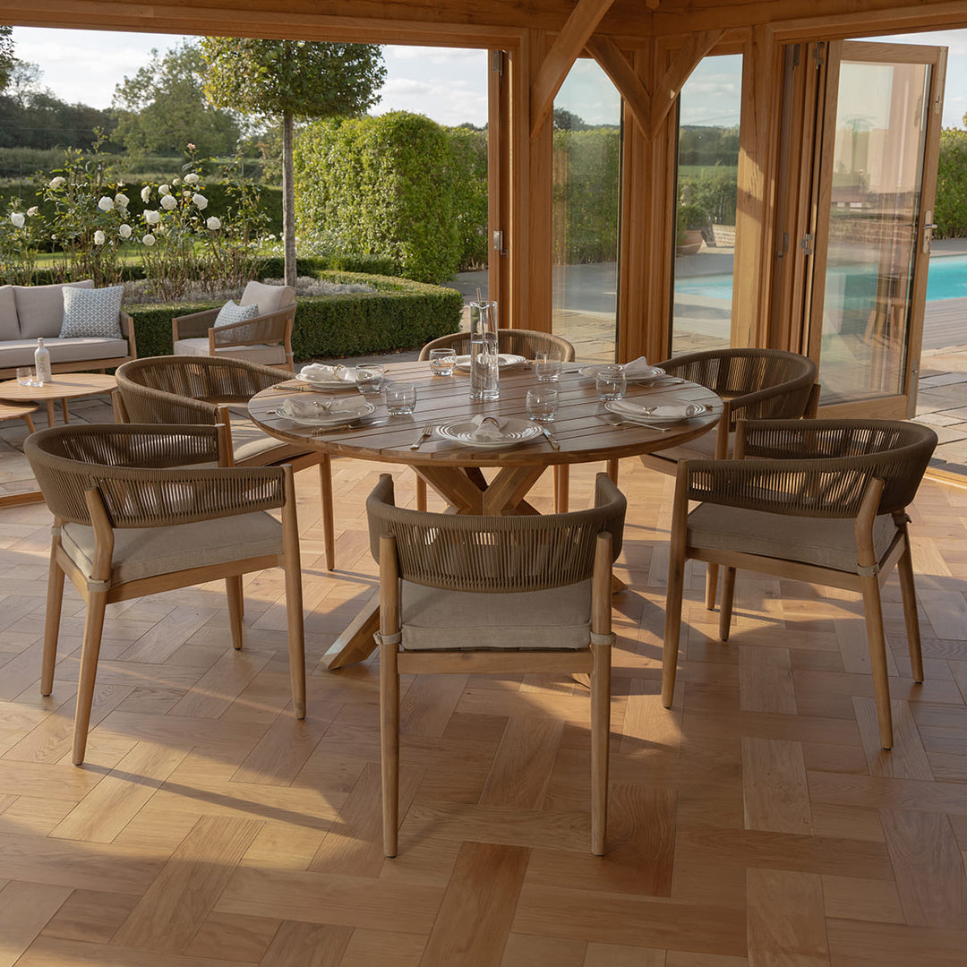 Maze -  Porto Rope Weave 6 Seat Round Dining Set