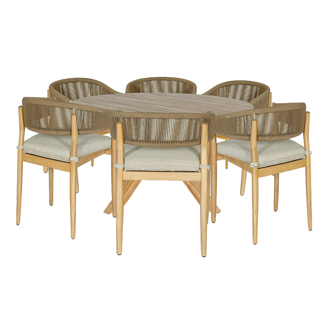 Maze -  Porto Rope Weave 6 Seat Round Dining Set