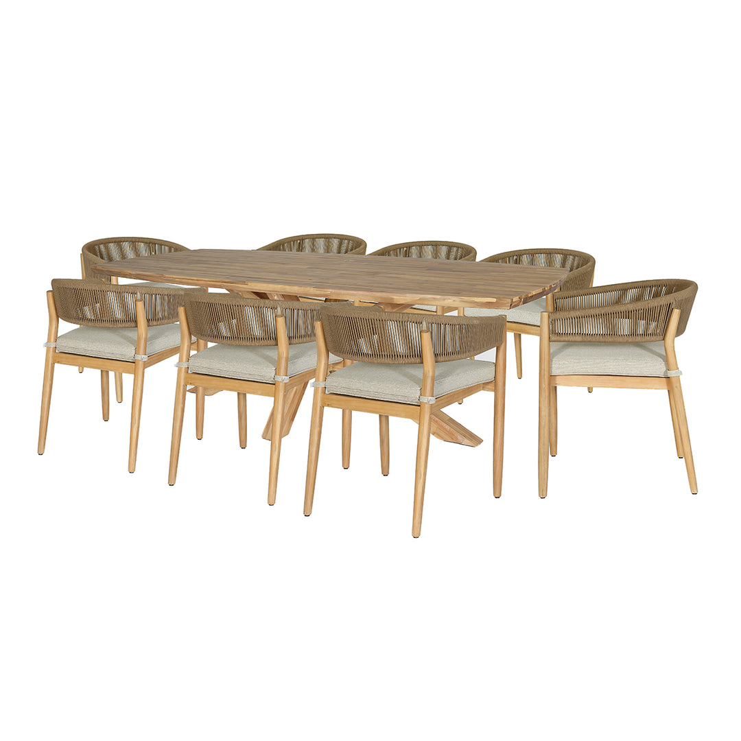 Maze -  Porto Rope Weave 8 Seat Rectangular Dining Set