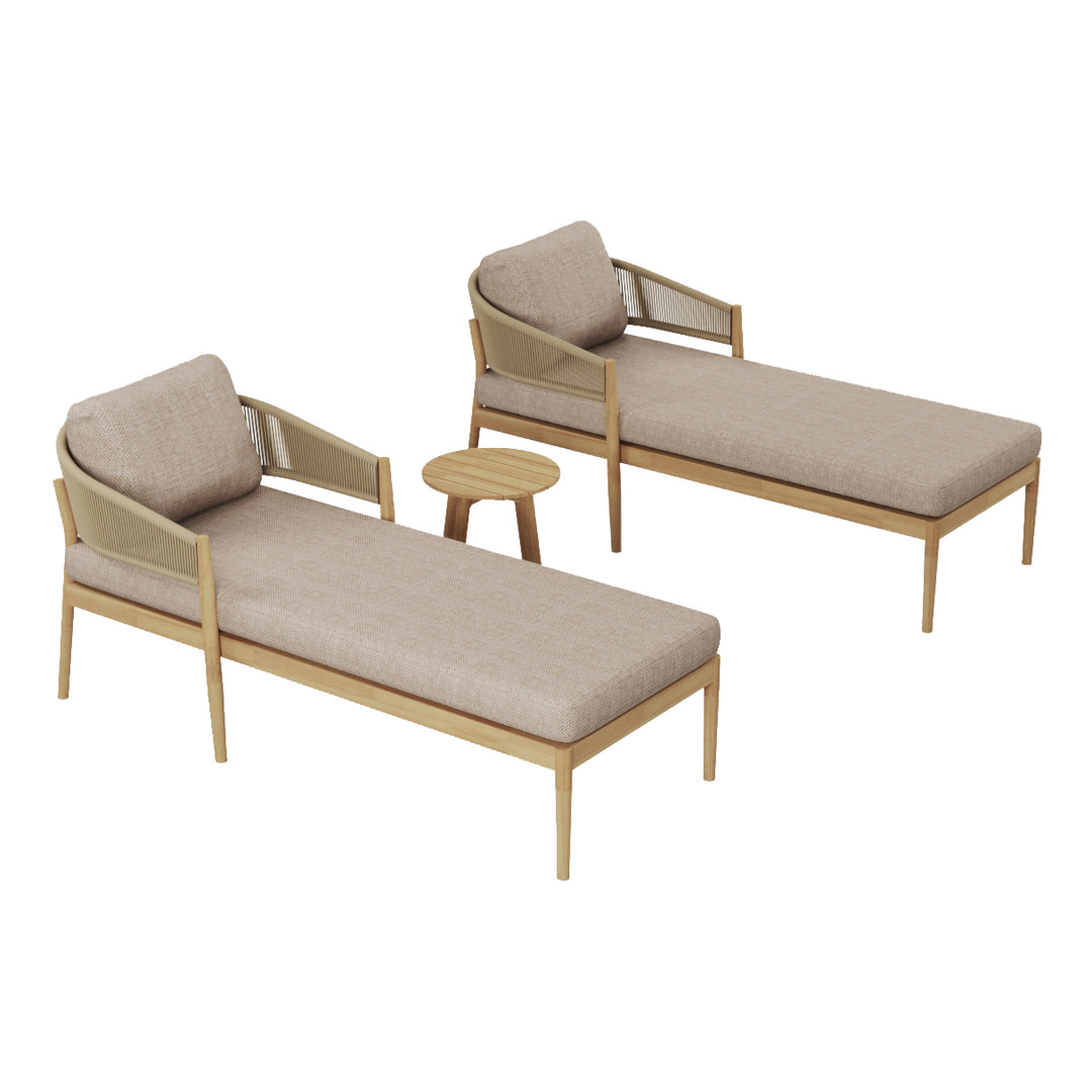 Maze -  Porto Rope Weave Double Sunlounger Set with Small Round Coffee Table