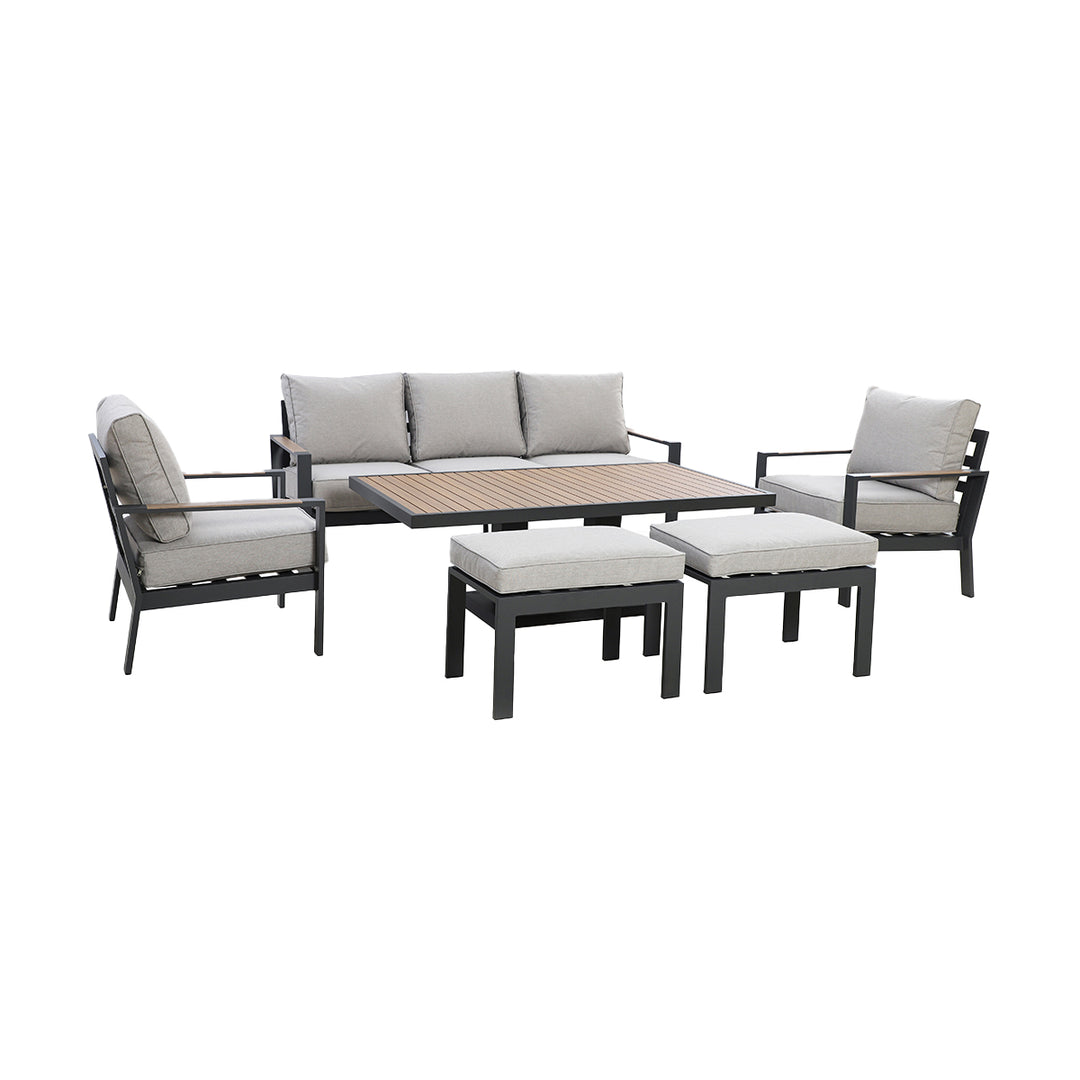 Maze -  Vancouver 3 Seat Aluminium Sofa Set with Rising Table & 2 Stools