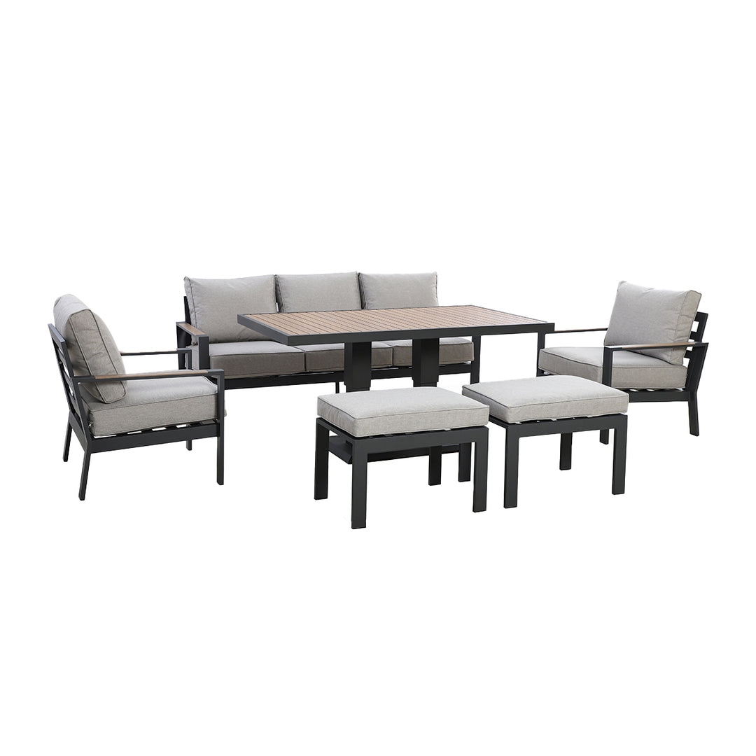 Maze -  Vancouver 3 Seat Aluminium Sofa Set with Rising Table & 2 Stools