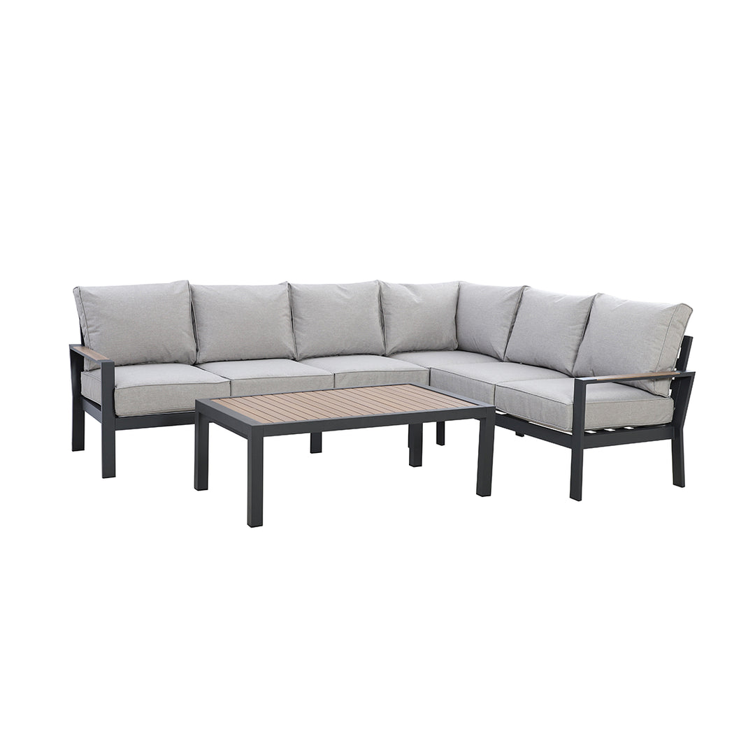 Maze -  Vancouver Large Aluminium Corner Sofa Set with Rectangular Coffee Table