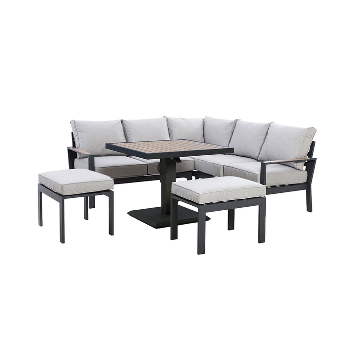 Maze -  Vancouver Small Aluminium Sofa Dining Set with Square Rising Table & 2 Stools