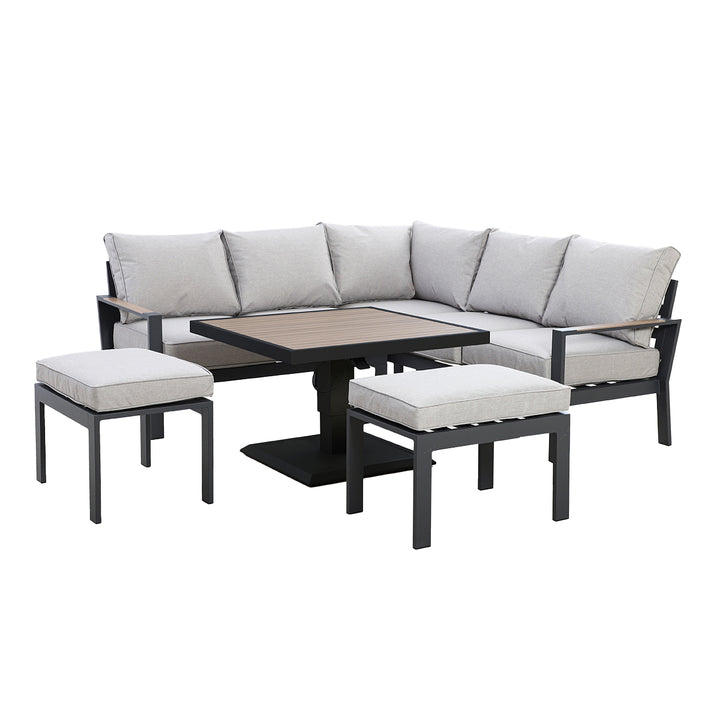 Maze -  Vancouver Small Aluminium Sofa Dining Set with Square Rising Table & 2 Stools