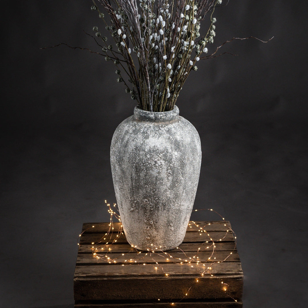 Aged Stone Tall Ceramic Vase - Modern Rattan Ltd