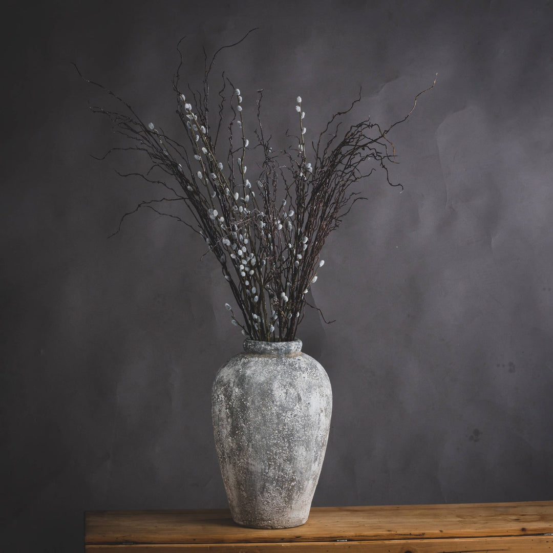 Aged Stone Tall Ceramic Vase - Modern Rattan Ltd