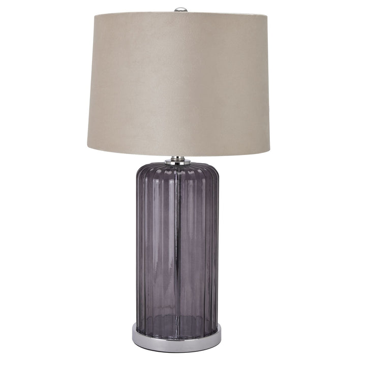 Alberta Metallic Glass Lamp With Velvet Shade - Modern Rattan Ltd