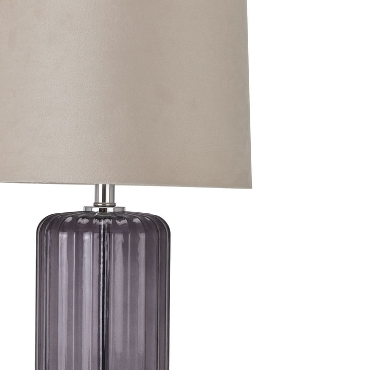 Alberta Metallic Glass Lamp With Velvet Shade - Modern Rattan Ltd