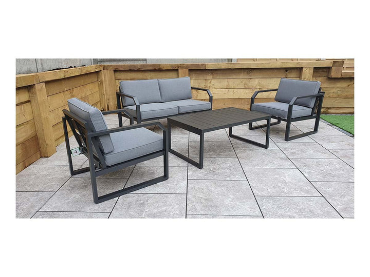 Aluminium 4 Seat Rattan Sofa Set In Grey Powder Coat Finish - ALAR0358 - Modern Rattan Ltd