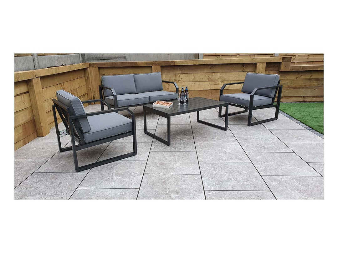 Aluminium 4 Seat Rattan Sofa Set In Grey Powder Coat Finish - ALAR0358 - Modern Rattan Ltd