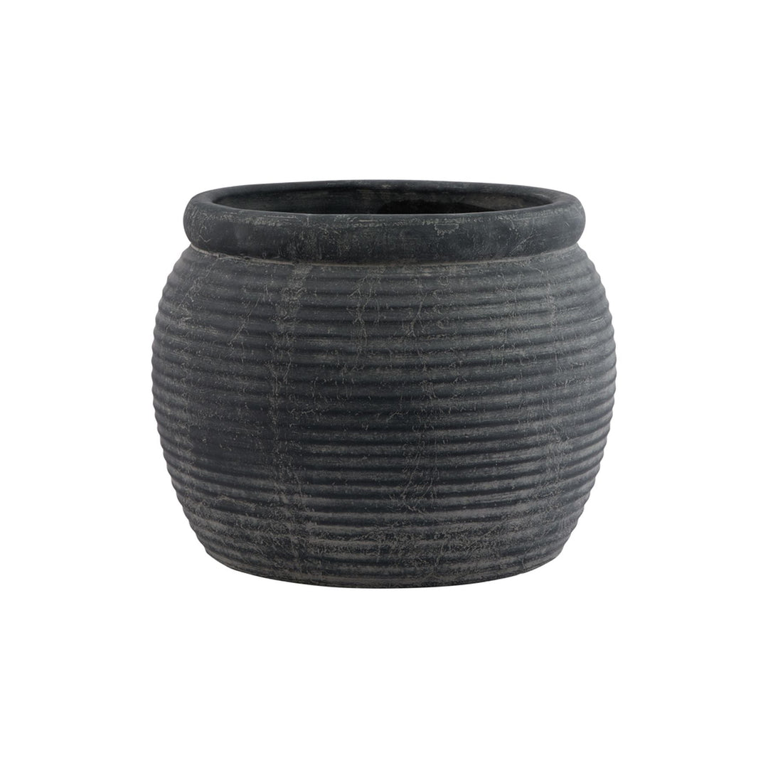 Amalfi Grey Rimmed Plant Pot - Modern Rattan Ltd