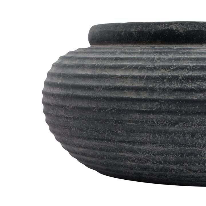 Amalfi Grey Round Ribbed Planter - Modern Rattan Ltd