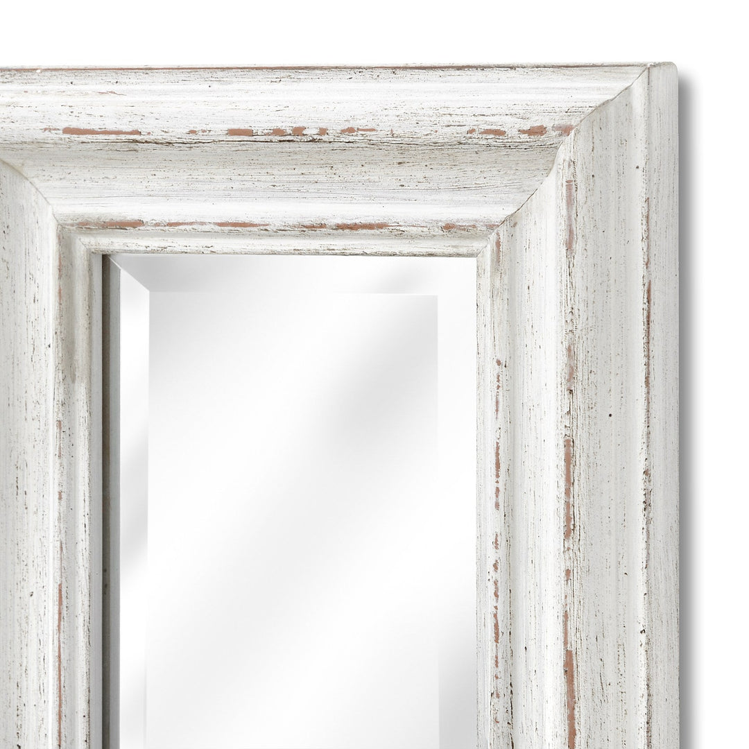 Antique White Frame Narrow Wall Mirror - Modern Rattan Ltd