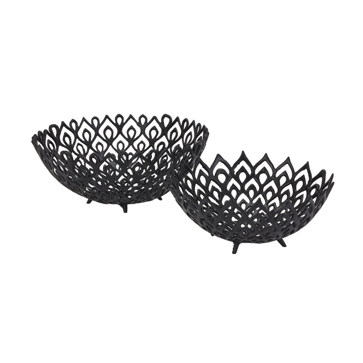 Black Cast Large Lattice Bowl - Modern Rattan Ltd