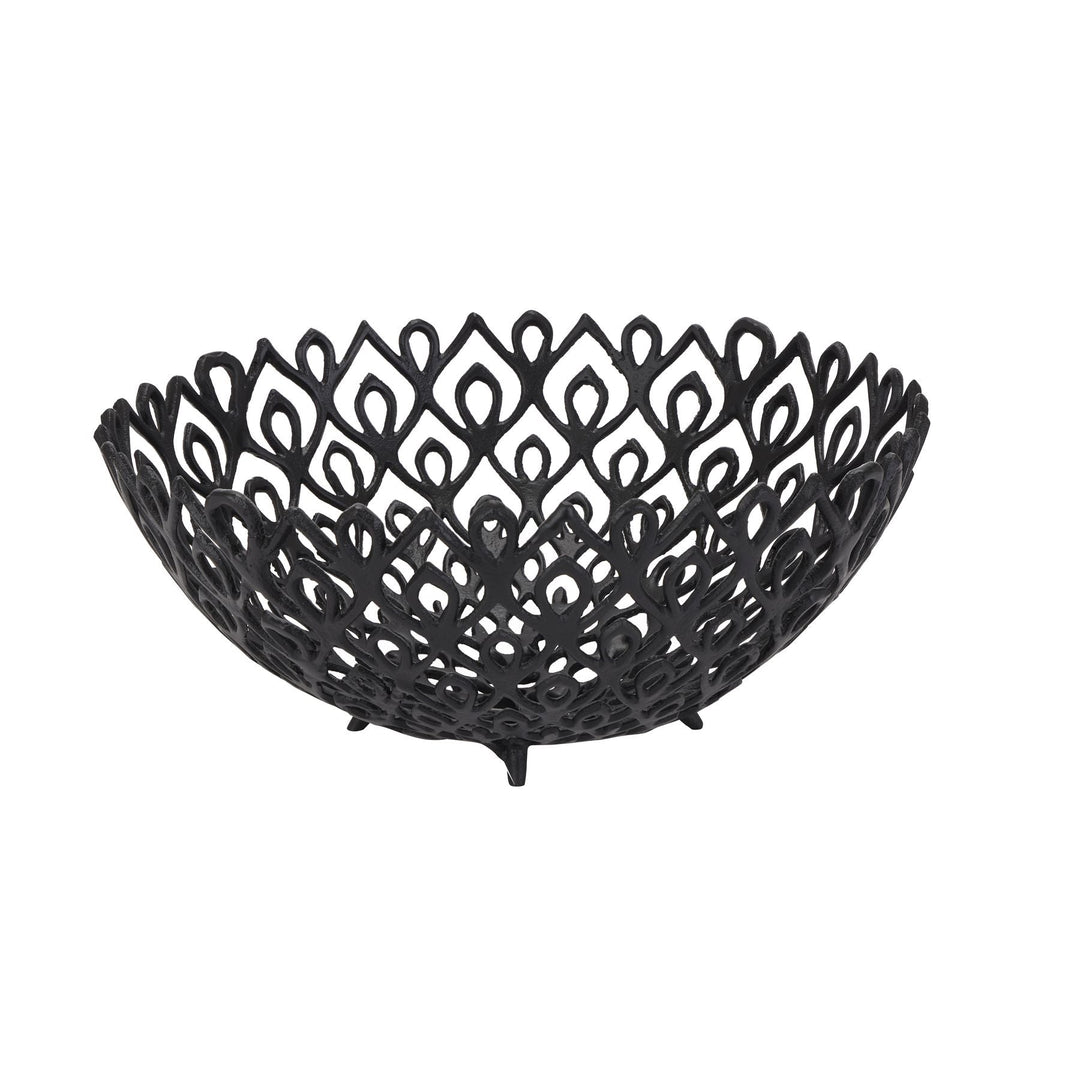 Black Cast Large Lattice Bowl - Modern Rattan Ltd