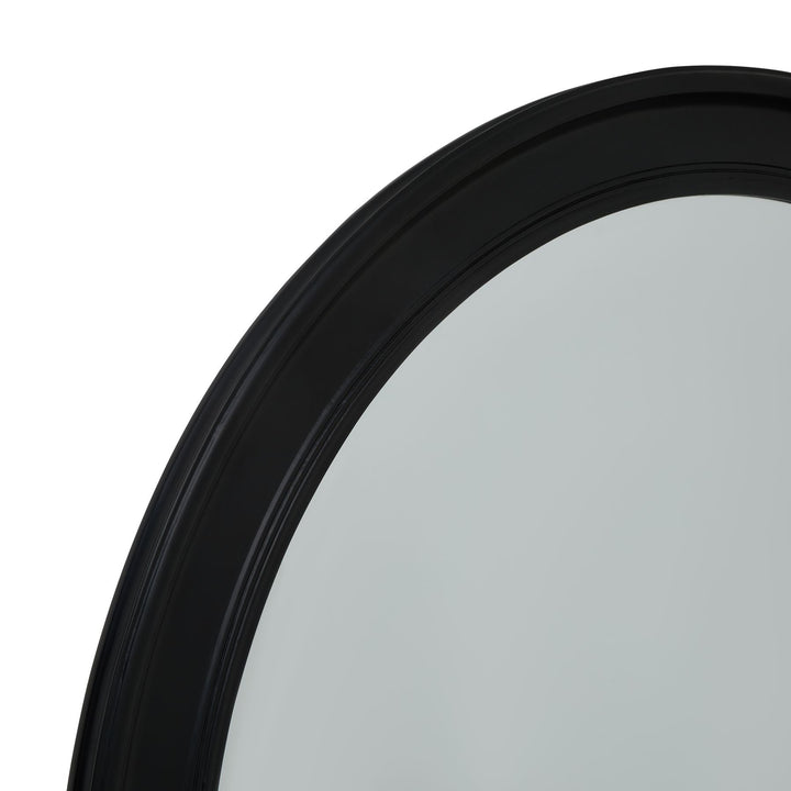 Black Wood Round Framed Large Mirror - Modern Rattan Ltd