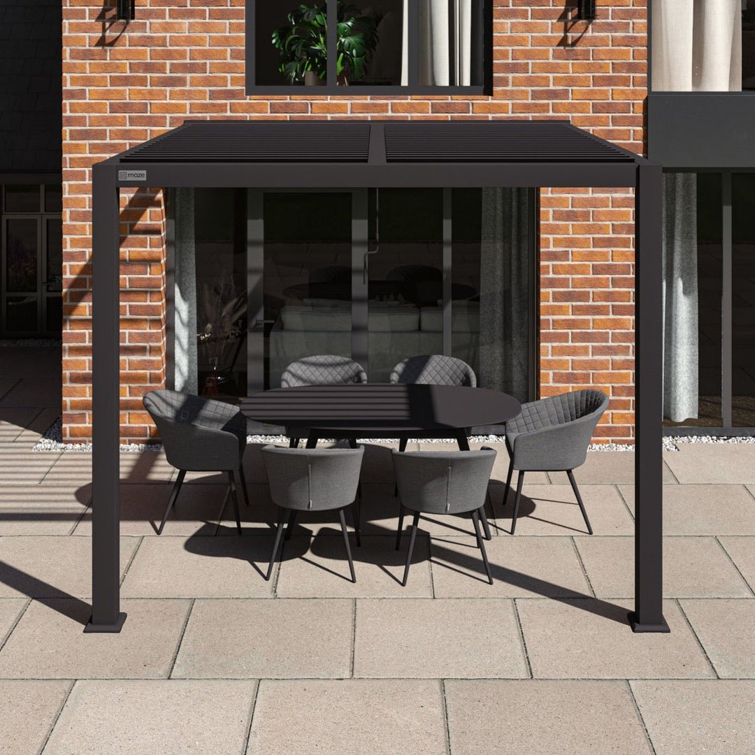 Como Pergola Aluminium Lean - to Wall 3m x 3m Frame Only / Grey - Modern Rattan Ltd