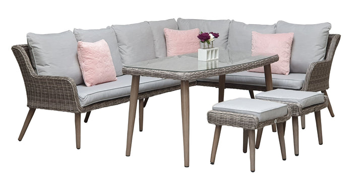 Danielle Corner Rattan Sofa With Dining Table & 2 Ottomans– DANI0347 - Modern Rattan Ltd