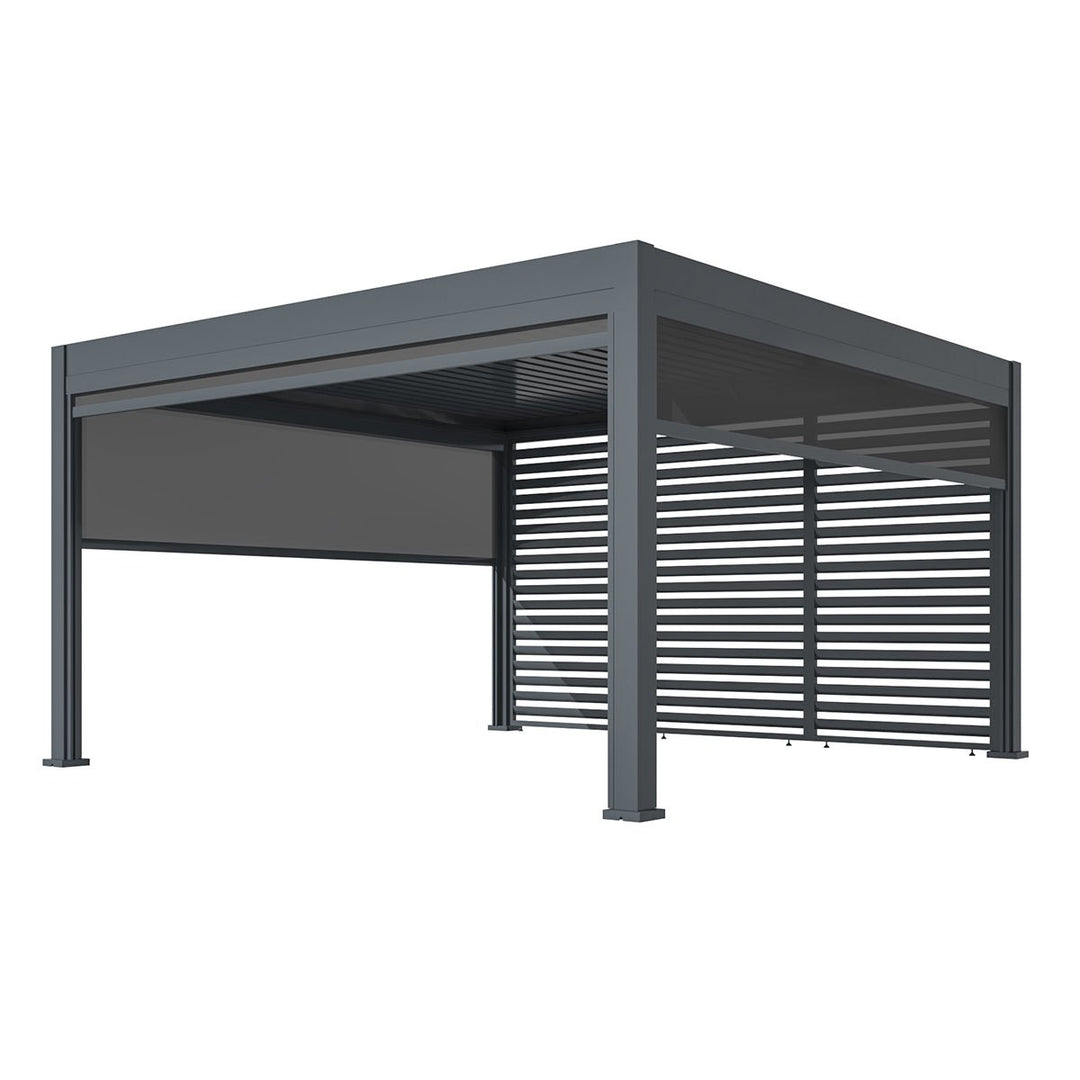 Eden Pergola Aluminium Rectangular 3m x4m / Louvre Wall 4m / 3x Blinds - Complete Kit - Modern Rattan Ltd