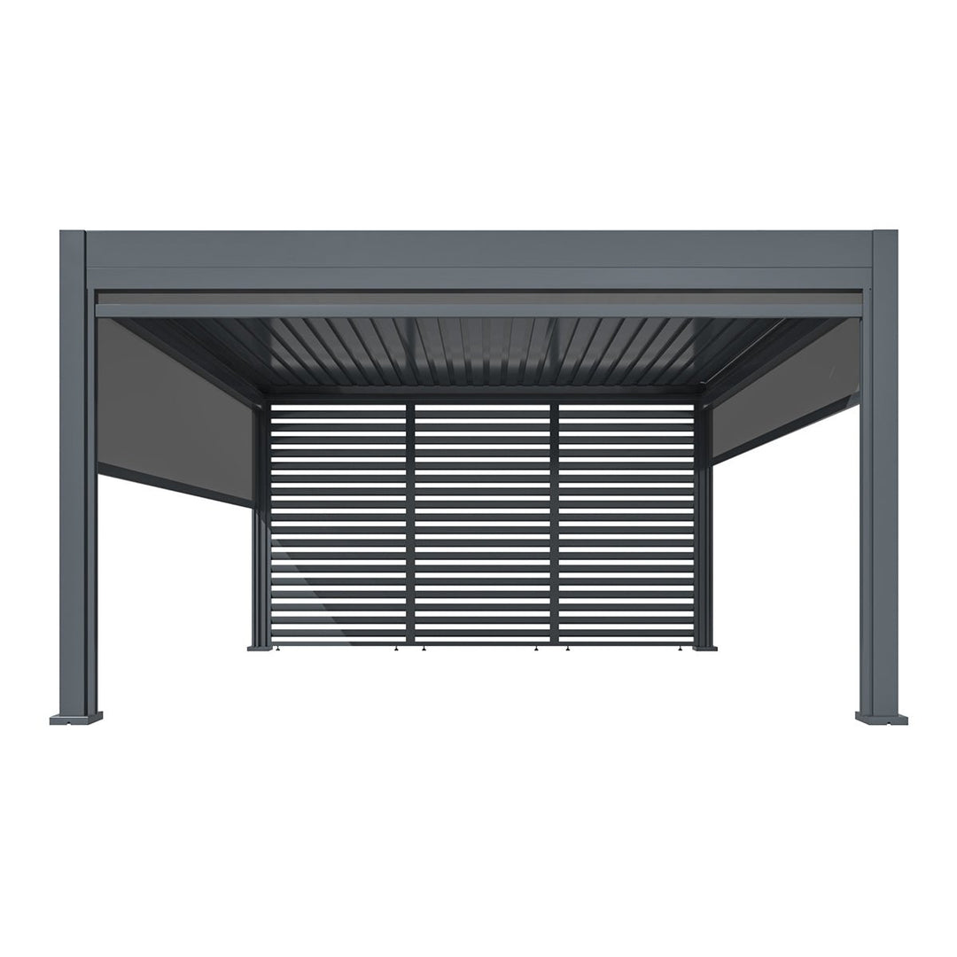 Eden Pergola Aluminium Rectangular 3m x4m / Louvre Wall 4m / 3x Blinds - Complete Kit - Modern Rattan Ltd