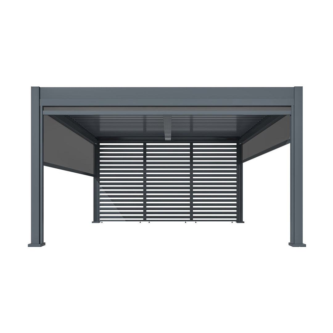 Eden Pergola Aluminium Square 4m x4m / Louvre Wall 4m / 3x Blinds - Complete Kit - Modern Rattan Ltd