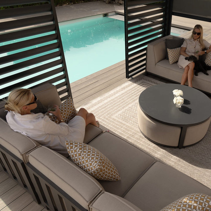 Eden Pergola Aluminium Square 4m x4m / Louvre Wall 4m / 3x Blinds - Complete Kit - Modern Rattan Ltd