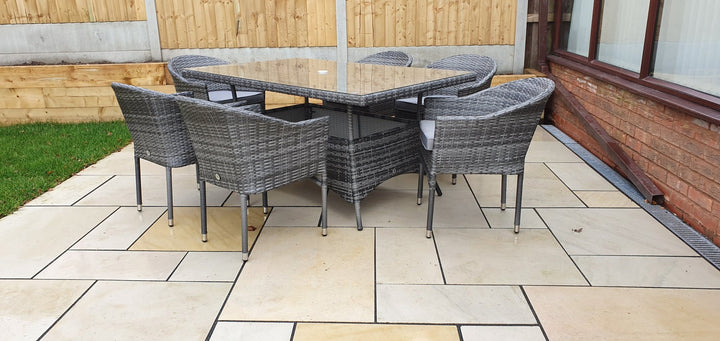 EMILY 6 Seater Rectangular dining Set with Glass top - Modern Rattan Ltd