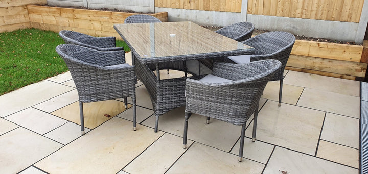 EMILY 6 Seater Rectangular dining Set with Glass top - Modern Rattan Ltd