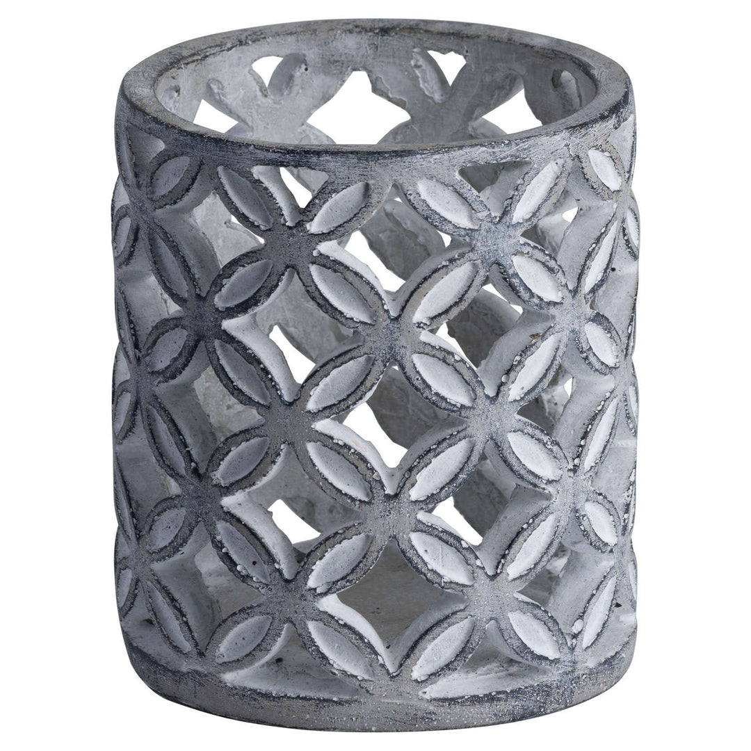 Geometric Stone Candle Hurricane - Modern Rattan Ltd