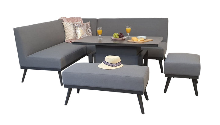 Kimmie Sofa Set/gas Lift Table / Grey Frame / Grey Cushions - KIMM0362 - Modern Rattan Ltd