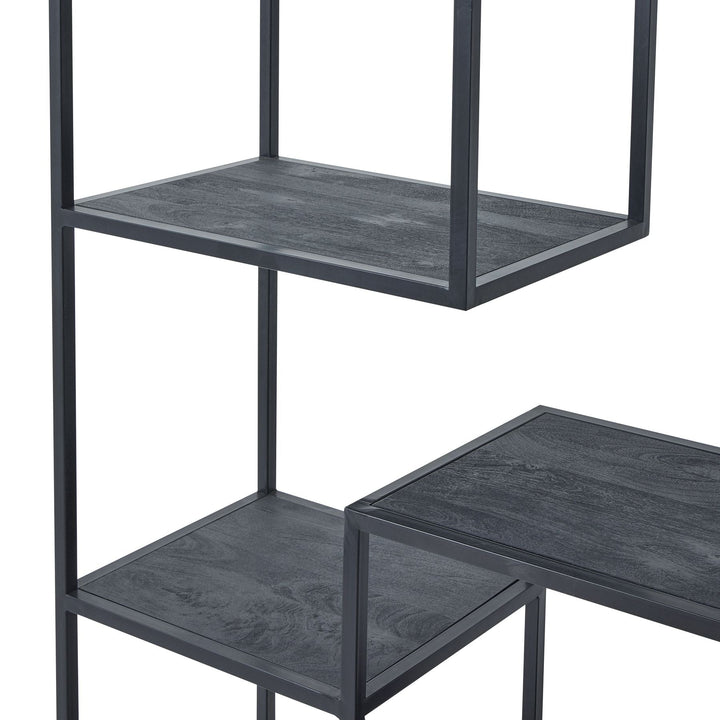 Large Black Multi Shelf Unit - Modern Rattan Ltd