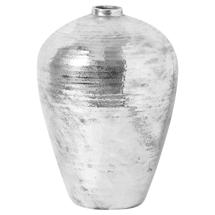 Large Hammered Silver Astral Vase - Modern Rattan Ltd