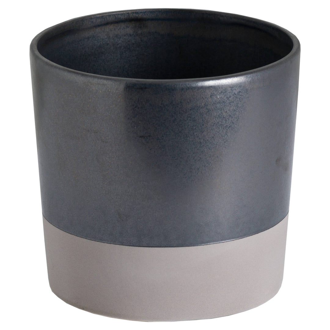 Large Metallic Grey Ceramic Planter - Modern Rattan Ltd