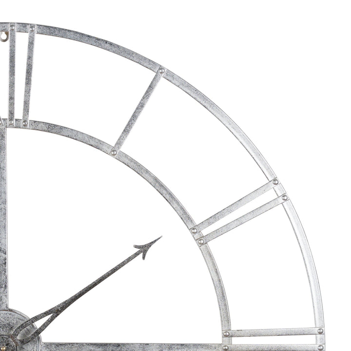 Large Silver Foil Skeleton Wall Clock - Modern Rattan Ltd