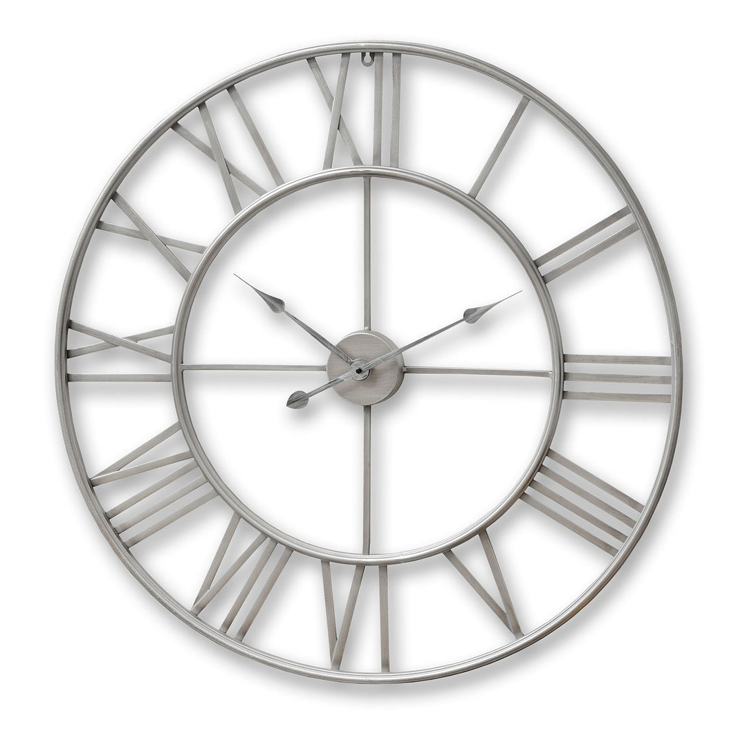 Large Silver Skeleton Wall Clock - Modern Rattan Ltd