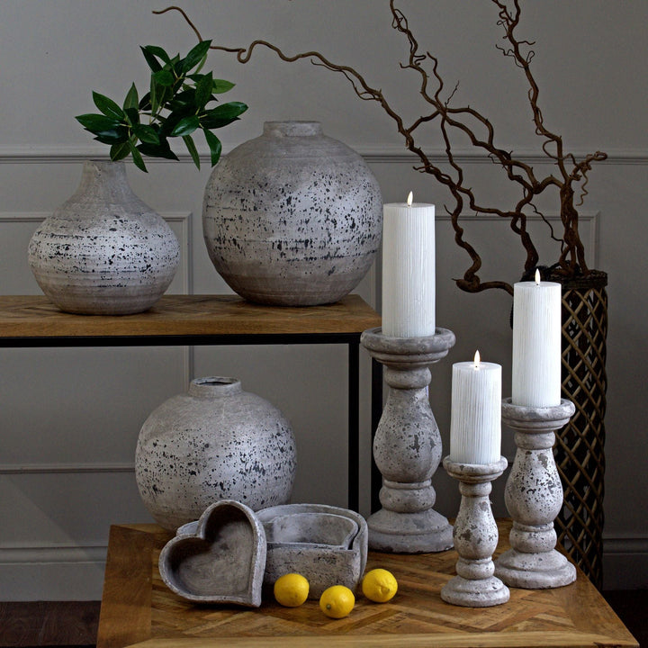 Large Stone Ceramic Candle Holder - Modern Rattan Ltd