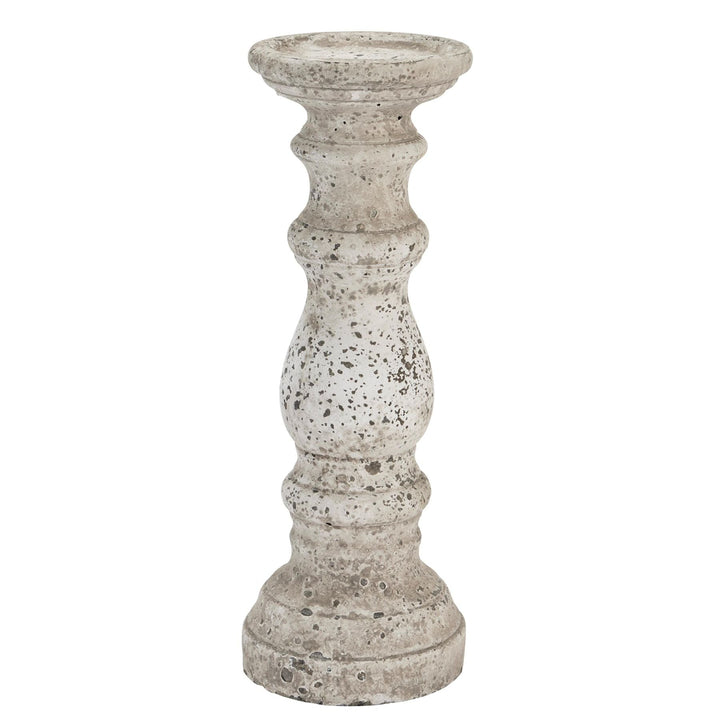 Large Stone Ceramic Column Candle Holder - Modern Rattan Ltd