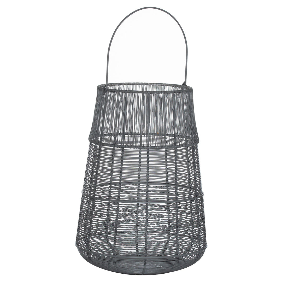 Large Wire Silver And Grey Glowray Conical Lantern - Modern Rattan Ltd