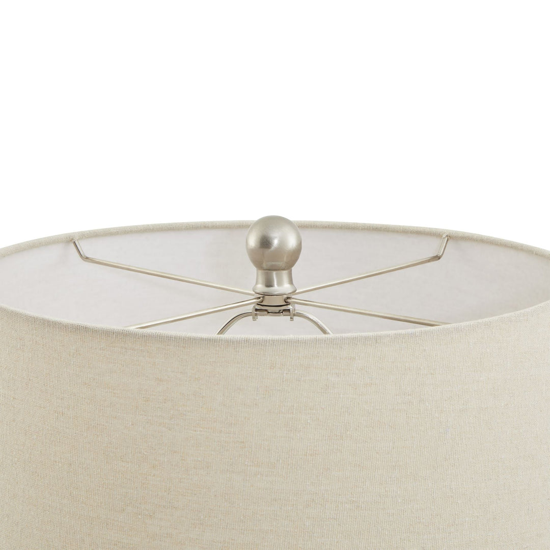 Lattice Ceramic Table Lamp With Linen Shade - Modern Rattan Ltd