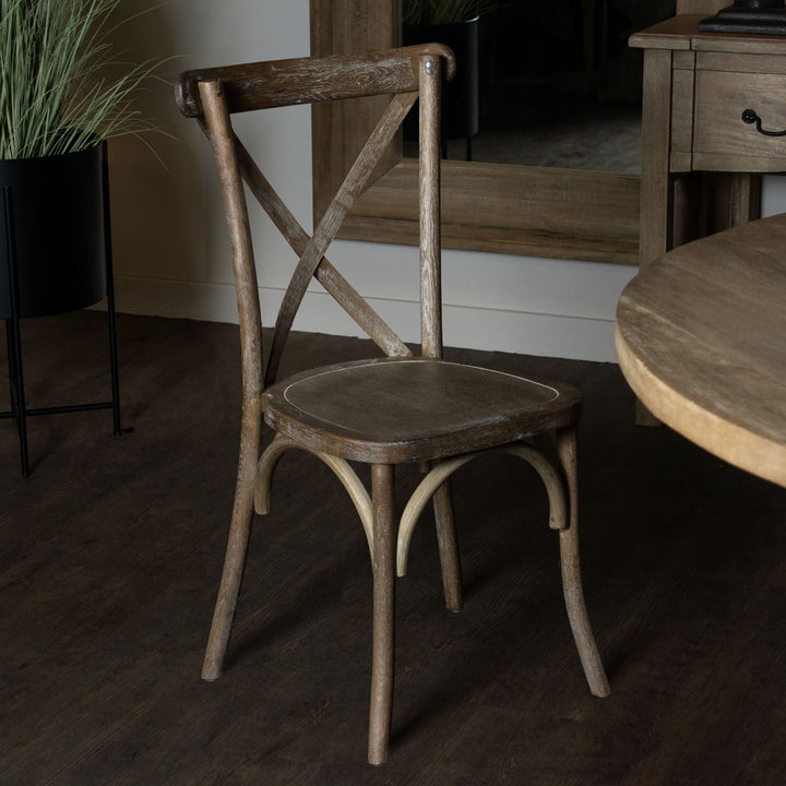 Light Oak Cross Back Dining Chair - Modern Rattan Ltd