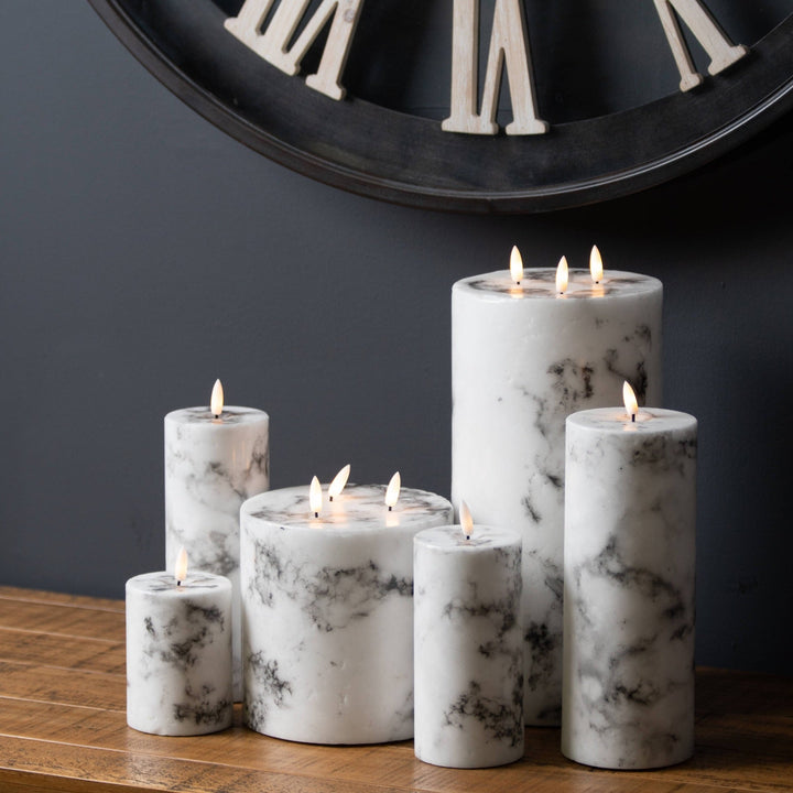 Luxe Collection Natural Glow 3x4 Marble Effect LED Candle - Modern Rattan Ltd