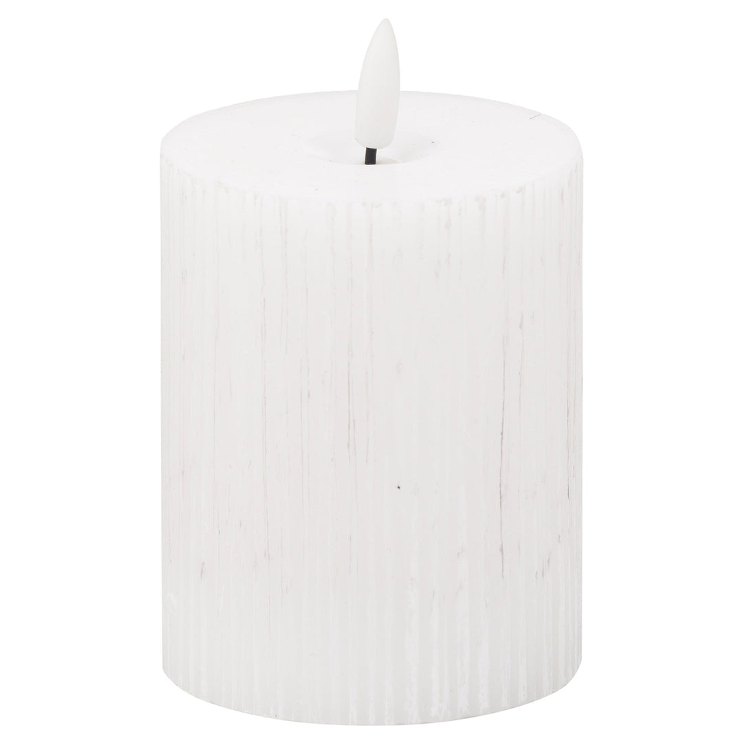 Luxe Collection Natural Glow 3x4 Textured Ribbed LED Candle - Modern Rattan Ltd