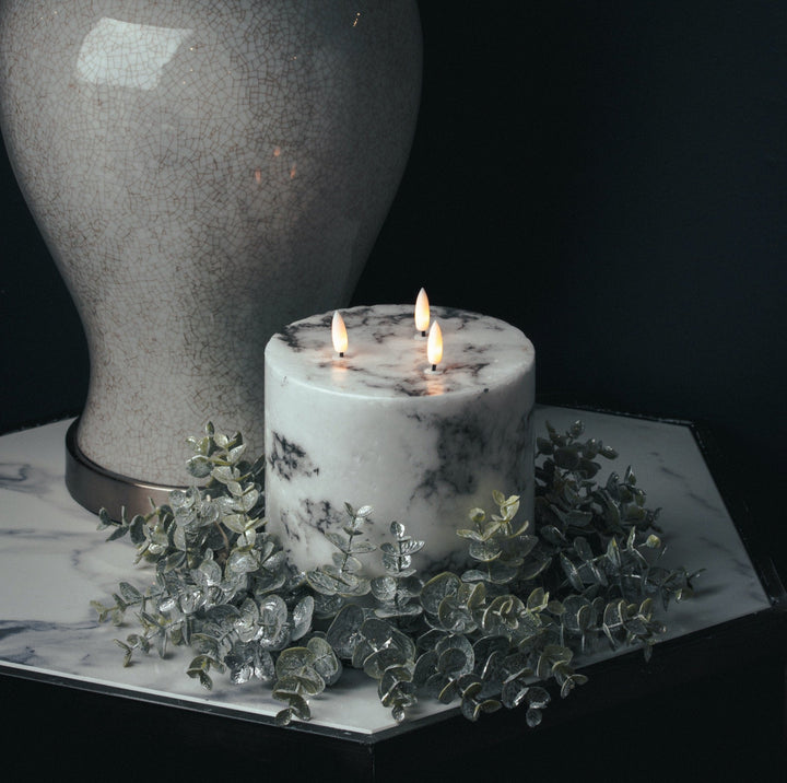 Luxe Collection Natural Glow 6x6 Marble Effect LED Candle - Modern Rattan Ltd