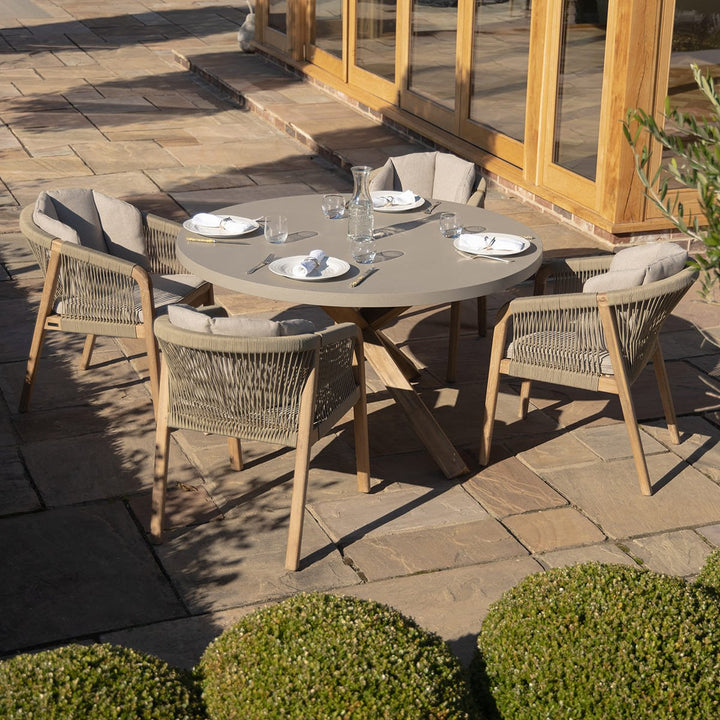 Martinique 4 Seat Round Dining Set With Concrete Top - 135cm Table - Modern Rattan Ltd